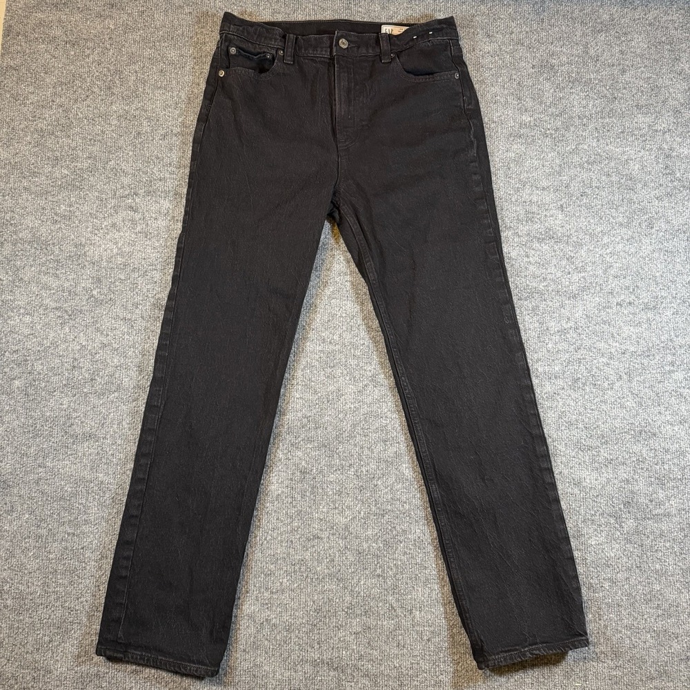 GAP Women Size 8R/29 True Black Denim Jeans '90s Straight High Rise‎ Pants